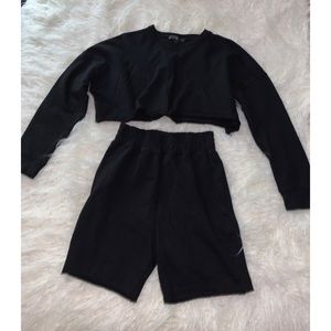 Missguided Black Biker Shorts Set
